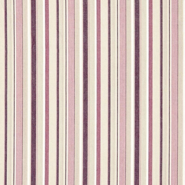 Contemporary Sample - Schumacher Tybee Stripe Fabric in Mulberry For Sale - Image 3 of 3