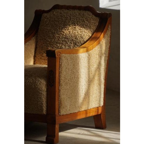 Art Deco Danish Armchairs in Oak and Shearling Lambswool, 1930s, Set of 2 For Sale - Image 12 of 18