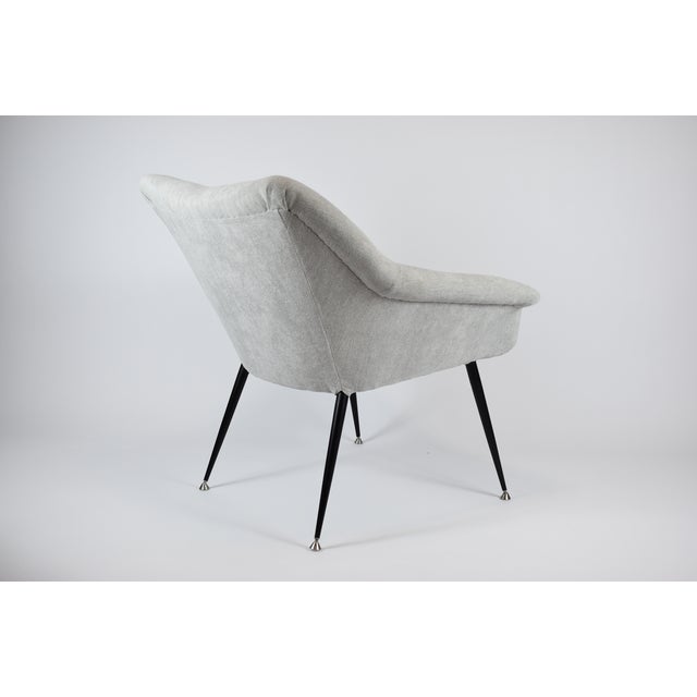 Vintage German Armchair Shell in Grey Fabric, 1960s For Sale - Image 6 of 8
