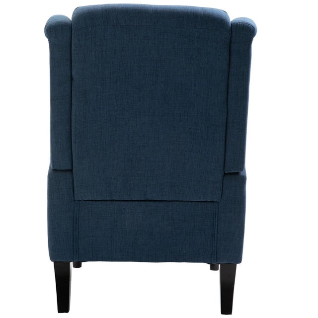Mid-Century Modern Vintage Tufted Club Fabric Single Wingback Upholstered Arm Chair For Sale - Image 3 of 6