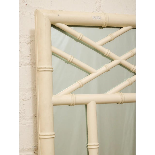 Vintage Hollywood Regency Faux Bamboo White Wall Mirror For Sale In Los Angeles - Image 6 of 9