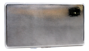 Guilloche Silver Cigarette Case with Polished Bands on Matte Background and Hinged Lid