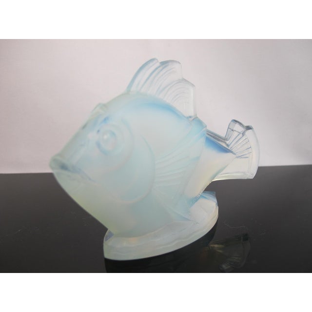 Marius-Ernest Sabino (French, 1878–1961) "Poisson Chabot" fish sculpture. Opalescent glass fish with tones of blue....