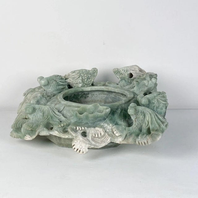 Large Vintage Chinese Dragon Bowl or Centerpiece, Soapstone, Circa 1970 For Sale In San Francisco - Image 6 of 11