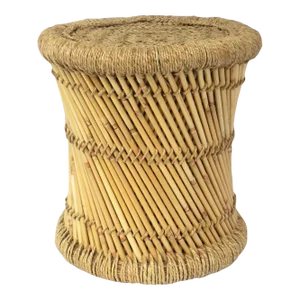 Wicker Reed Stool or Pedestal Drink Table