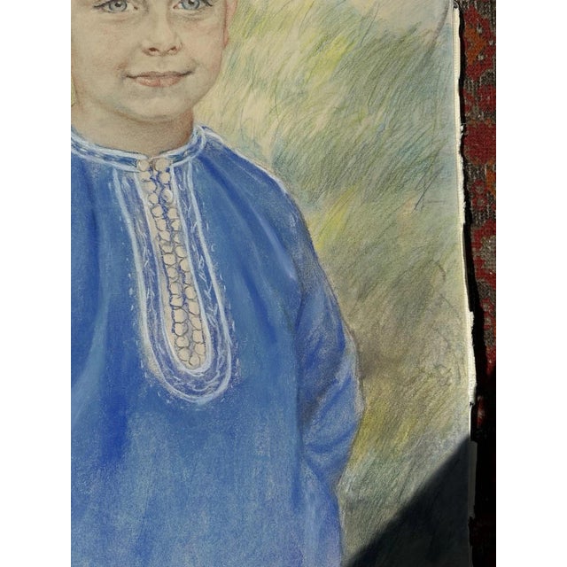 Heinrich Pforr, Bright Summer Day Boy's Portrait in a Blue Shirt, 1932, Oil on Canvas For Sale - Image 11 of 13