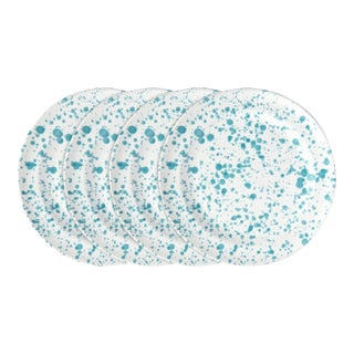 Taverna Speckled Dinner Plate, Turquoise/White, Set of 4 For Sale