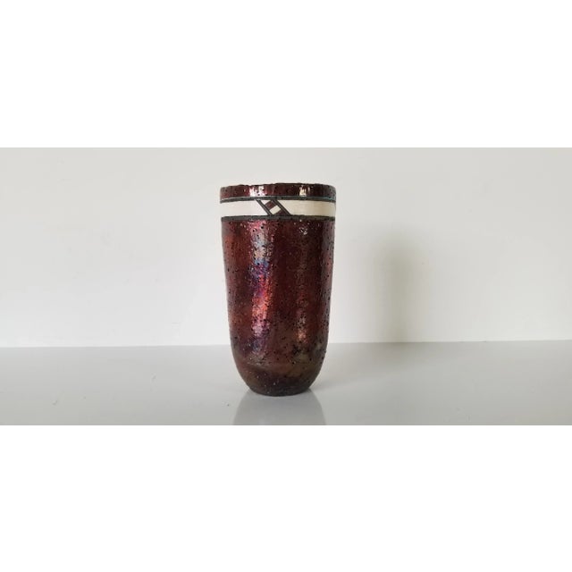 Mid-Century Modern Vintage Raku Pottery Vase For Sale - Image 3 of 8