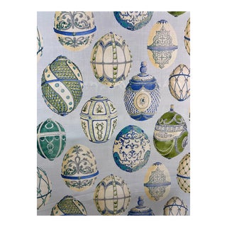 Kravet Couture Lee Jofa Romford Toile Linen Print Attribute to Faberge Egg Fabric Discontinued 5 Yards For Sale