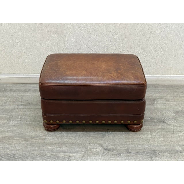 Leather Chair With Matching Ottoman For Sale - Image 11 of 11