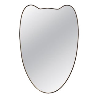 Mid-Century Modern Italian Wall Mirror with Brass Frame, 1960s For Sale
