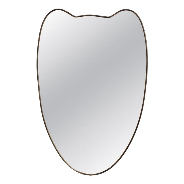 Mid-Century Modern Italian Wall Mirror with Brass Frame, 1960s For Sale