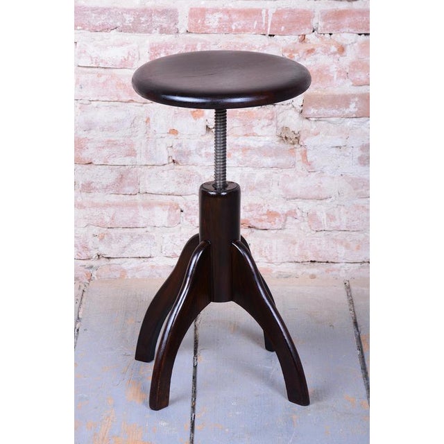 Art Deco Piano Stool in Beech and Iron, Czech, 1940s For Sale - Image 4 of 10
