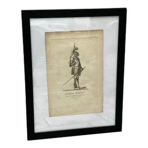 18th Century Etching Italian Suit of Armor, Framed