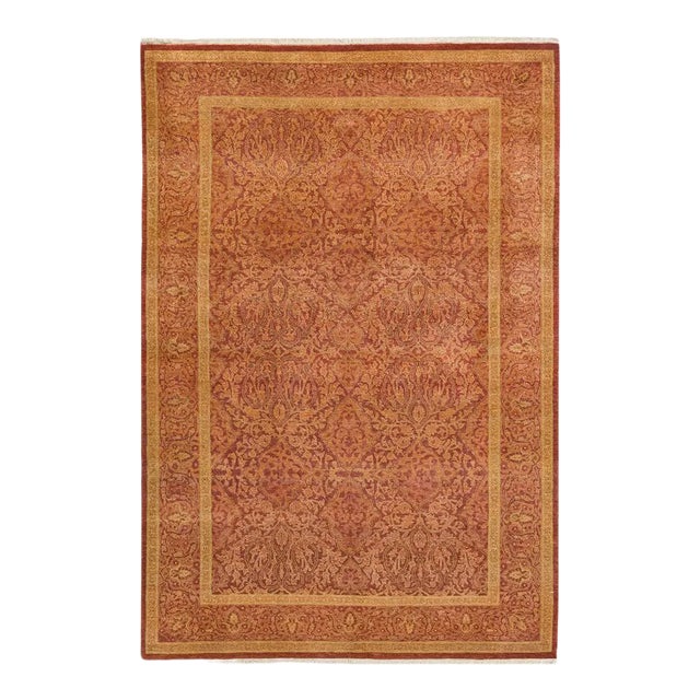 Mogul Collection Hand-Knotted Area Rug - Orange 4' 3" x 6' 3" For Sale