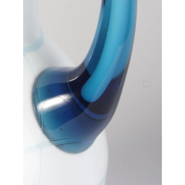 Blue Blue and White Glass Vase and Jug Set from Bohemia Crystal, 1990s, Set of 2 For Sale - Image 8 of 15