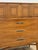 Wood Vintage Chest Broyhill Sculptra MCM Gentleman's Tallboy Three Drawer Cabinet Dresser For Sale - Image 7 of 18