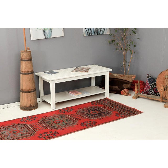 Mid 20th Century Red Vintage Turkish Oushak Runner For Sale In Los Angeles - Image 6 of 7