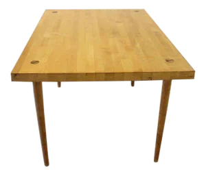 Vintage Mid Century Industrial Thick Butcher Block-Top Work Table