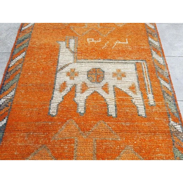 1960s Vintage Turkish Orange Runner Rug For Sale - Image 4 of 9