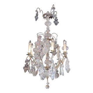 1860s French Baroque Revival Six-Light Crystal Chandelier from a Church For Sale