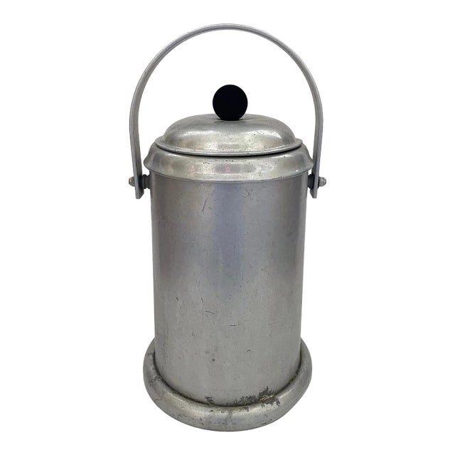 Mid 20th Century Aluminum Dairy Urn With Ceramic Lining and Bakelite Lid For Sale