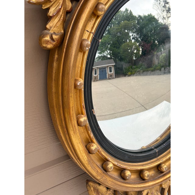 Antique 19th Century American Federal Giltwood Eagle Bullseye Convex Mirror For Sale - Image 10 of 13