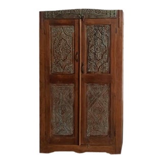 Hand-Carved Floral Accent Armoire For Sale