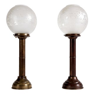 Art Deco Brass and Glass Nautical Candleholder Lamps by DHR Den Haan Rotterdam, 1920s, Set of 2 For Sale