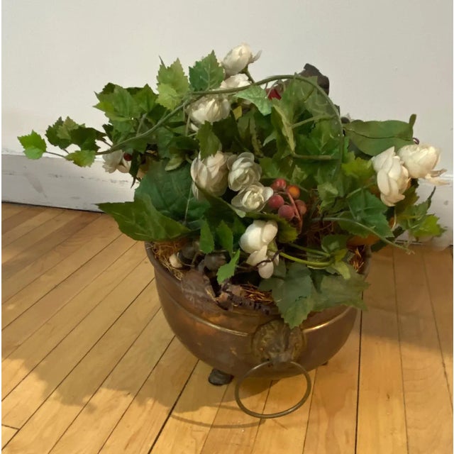 Bronze Vintage Cachepot Planter by Jsf Imports With Faux Bouquet For Sale - Image 8 of 13