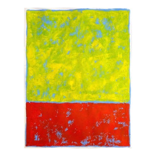 Mark Rothko Inspired 'Yellow and Orange Over Blue' Color Field Minimalist Original Oil Painting by Diane Grant | Unframed | Color Field For Sale