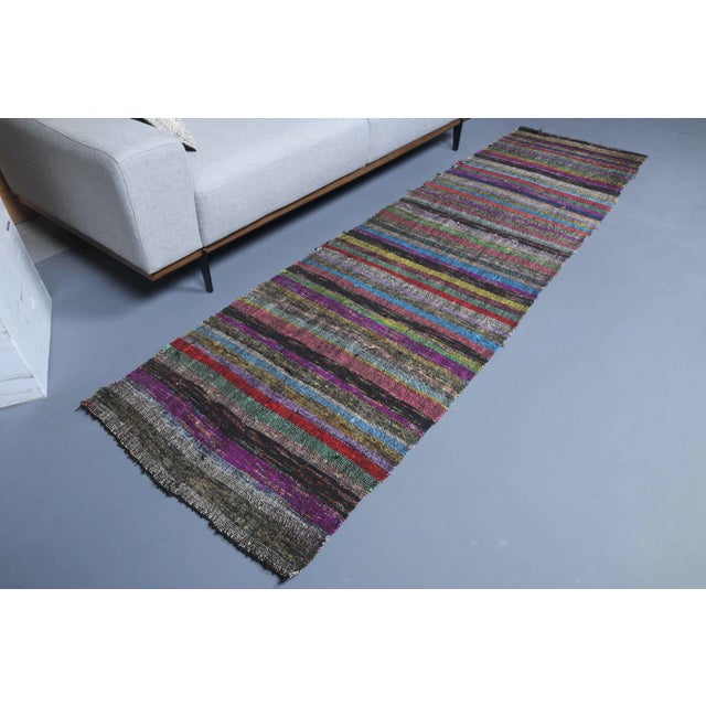 Vintage Turkish Hand-Knotted vintage rug is a semi-antique vintage runner rug.'70s Eastern region of Turkey's unique rug...