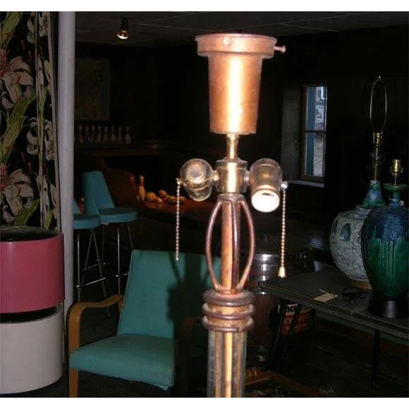 1940s French Gilt Wrought Iron Floor Lamp For Sale - Image 5 of 7