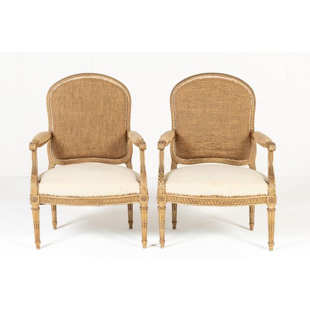 19th Century French Giltwood Armchairs, Set of 2 For Sale - Image 3 of 14