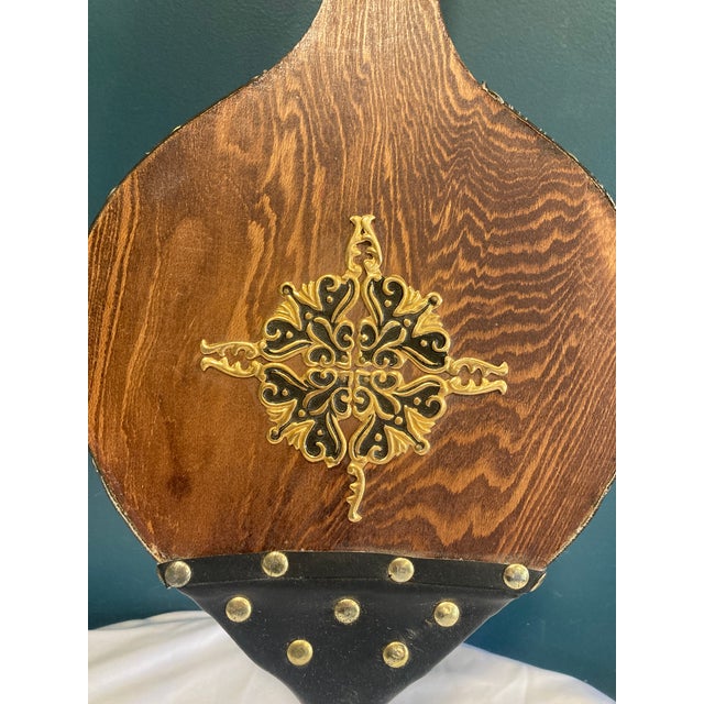 Mid 20th Century Midcentury Wood & Brass Fireplace Bellows For Sale - Image 5 of 9