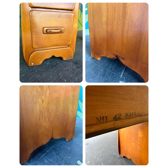 1950s Vintage Colonial Solid Maple Knee Hole Vanity Desk - Set of 3 For Sale - Image 11 of 11