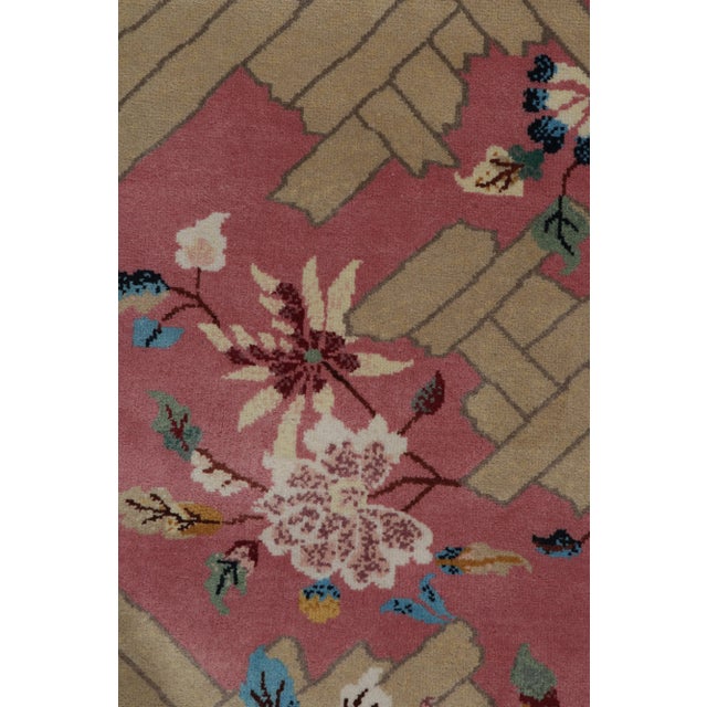 Rug & Kilim Chinese Deco Style Rug in Pink, Beige & Blue Floral Patterns - 12'x15' For Sale In New York - Image 6 of 8