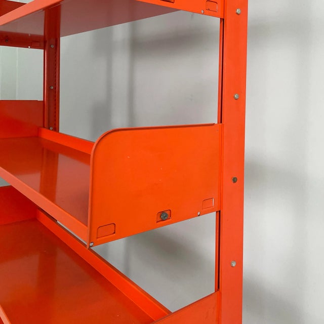 Industrial Modern Italian Orange Metal Bookcase Congresso by Lips Vago, 1970s For Sale - Image 17 of 18