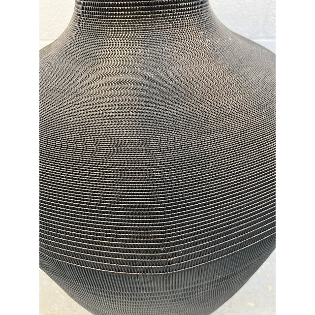 Postmodern Black Corrugated Cardboard Floor Vase by Flute, Chicago For Sale In New York - Image 6 of 6