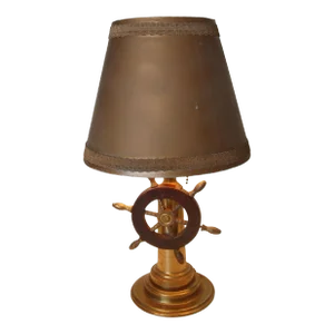 1950s Nautical Brass and Bakelite Ships Wheel Helm Table Lamp