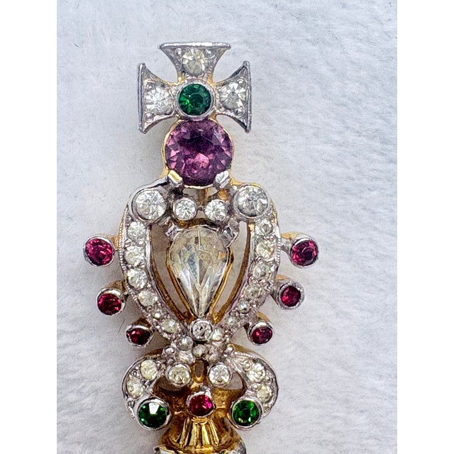 A sculptural mid‑century Mazer Bros royal sceptre brooch from the company’s regalia series, signed MAZER BROS on the...