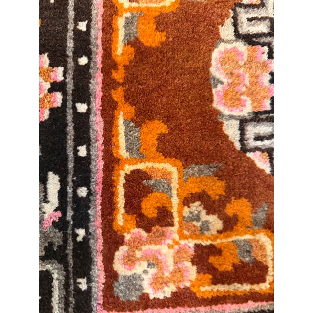 Brown Antique Chinese Square Rug With Floral Medallion 2' X 2'2" For Sale - Image 8 of 16