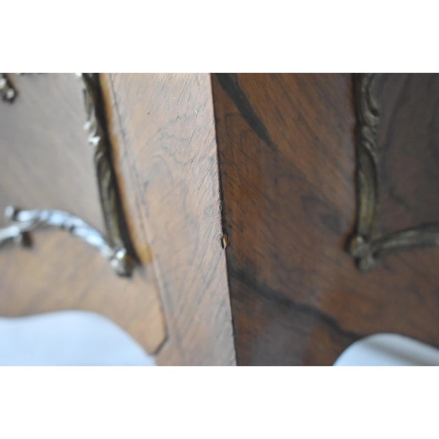 Antique Louis XV-Style Bombe Marquetry, Ormolu, & Marble Top Bombe Chest of Drawers For Sale - Image 9 of 12