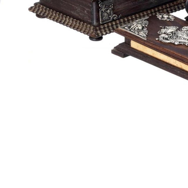 Boxes and Notepad Holder in Silver and Wood, 19th Century, Set of 4 For Sale - Image 3 of 6