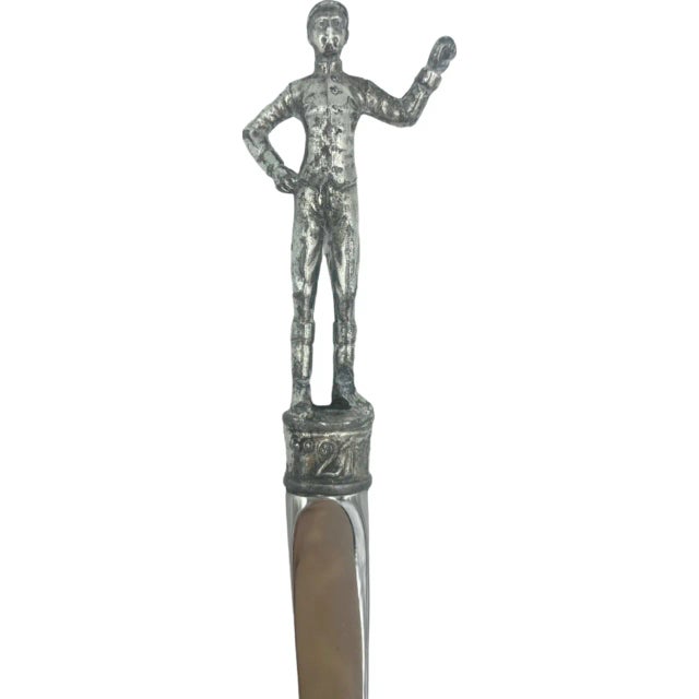 Silver Mid 20th Century The "21" Club New York Nyc Restaurant Equestrian Jockey Letter Opener Desk For Sale - Image 8 of 13