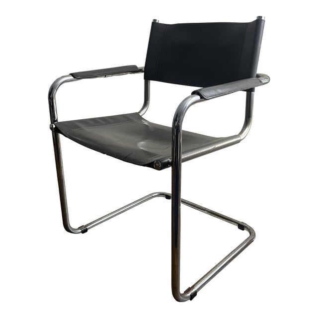 1960s Loewenstein Oggo Leather and Chrome Accent Chair For Sale