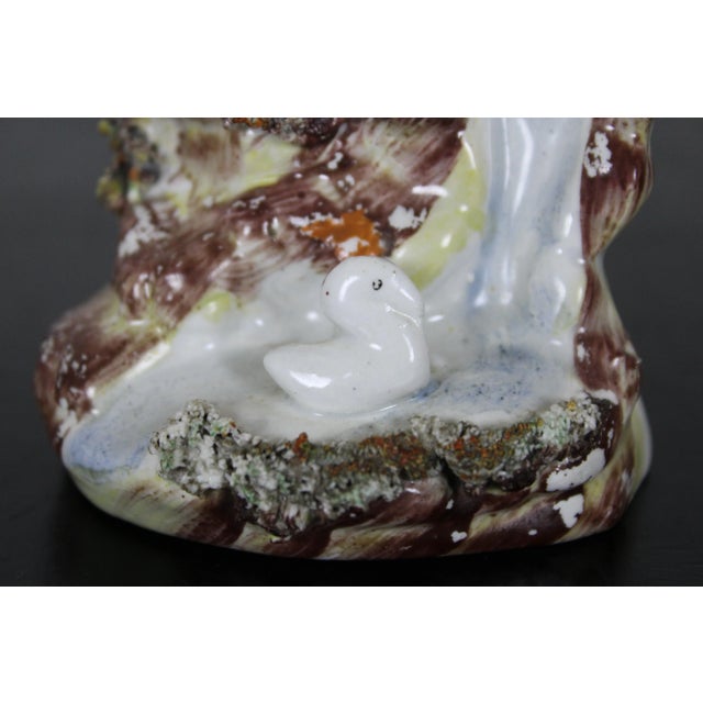 Antique Late 19th Century English Staffordshire Porcelain Figurine Girl Seated on Waterfall Bird For Sale - Image 9 of 13