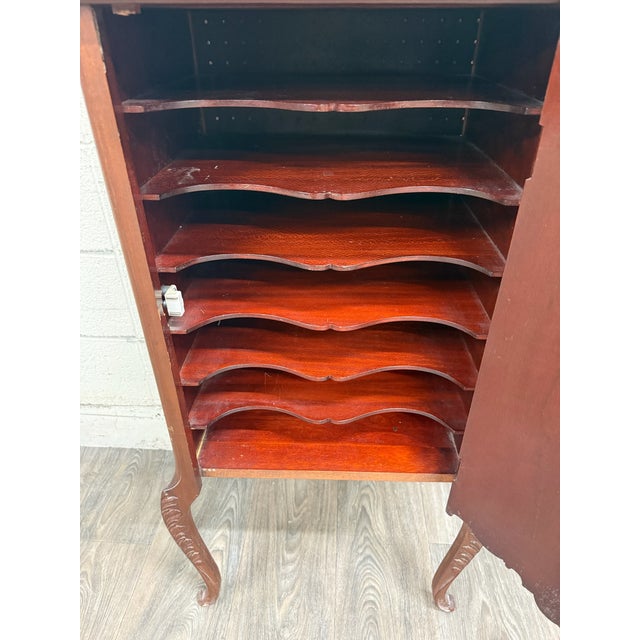 Early 20th Century Antique Victorian Rococo Revival Mahogany Music Cabinet For Sale - Image 5 of 11