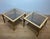 Neoclassical 1970s Pair of large brass side tables with smoked glass For Sale - Image 3 of 12