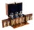 Antique 19th Century Victorian Burr Walnut and Crystal 3-Decanter Tantalus Dry Bar, Set of 12 For Sale